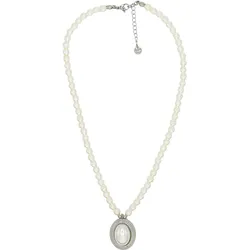 Kette mit Anhänger "Timeless Pearl", Damen, Gr. one size, Metall, silber (silbern), COLLEZIONE ALESSANDRO, Basic, Halsketten, Ovaler Anhänger im Vintage-Stil