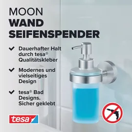 Tesa Moon Seifenspender (Mit Halterung, Edelstahl/Weiß, Matt)