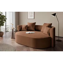 LeGer Home by Lena Gercke 2,5-Sitzer "ISALIE, rundes Loungesofa, mit Kissen, perfekt gepolstert", braun (rostfarben), B:200cm H:98cm T:145cm, LEGER HOME BY LENA GERCKE, Sofas, moderne Stoffe, mit 4 Zierkissen, extra große Sitzfläche