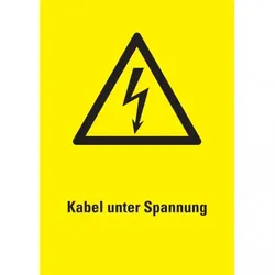 Dreifke® 40 Stück, Warn-Kombischild Kabel unter Spannung, mit Bohrungen, Kunststoff, 210x297mm