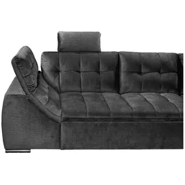 Stella Trading Estrella Ecksofa 283 x 217 cm, mit Schlaffunktion und Bettkasten Schwarz, - Schwarz