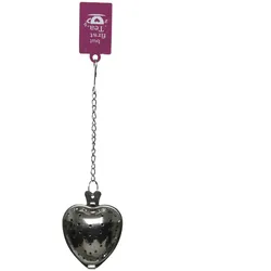Tee-Ei Sieb in Herzform - mit Kette und Haken - Edelstahl - wiederverwendbar