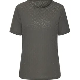 VIVANCE Kurzarmshirt "mit sommerlichem Ajour-Muster", Damen, Gr. 36/38, grün (graugrün), Feinstrick, Obermaterial: 60% Baumwolle, 40% Polyester, figurumspielend, Rundhals, Shirts, aus luftiger Baumwoll-Qualität, Topseller