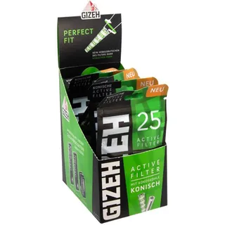 Smokerhontas Gizeh Aktivkohlefilter Cone Ø 6mm 25 Stück pro Packung - Konische Aktivkohle Filter Tips mit Keramikkappen und Kokosnusskohle (6 Packungen)