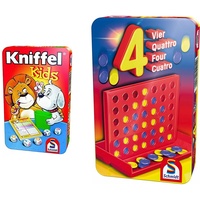 Schmidt Spiele 51245 Kniffel Kids BMM Metalldose 51214 BMM Vier, Bring Mich mit Spiel in der Metalldose, bunt