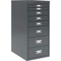 Bisley Multidrawer Schubladenschrank aus Metall mit 8 Schubladen DIN A4 ohne Sockel - Farbe: Anthrazitgrau