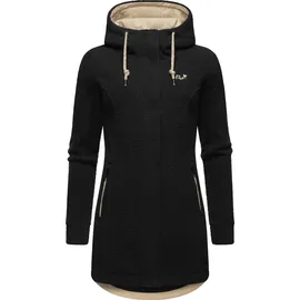 Ragwear Damen, warme Teddyjacke lang Fleecemantel mit Kapuze Letti Teddy-Fleece YOUMODO Black Gr. 5XL (50), schwarz, Plüsch, Material: 100% Polyester, figurumspielend ca.