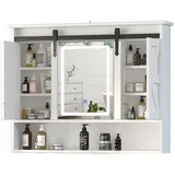radelldar Spiegelschrank bad mit Beleuchtung Medizinschrank mit Schiebetüren,80x13x75cm weiß