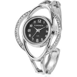 CANSNOW Spangenuhr Damen – Faszinierende Damenuhr | Damenuhr | Uhr Damen | Damen Uhr | Uhren Damen | Damenuhr Silber | Armbanduhr Damen Silber | Uhr Damen Silber | Uhr Silber Damen (Silber-Schwarz)