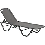 Outsunny Sonnenliege Strandliege 5-stufige Alu Gartenliege Relaxliege Texteline Grau Schwarz 163x58,5x91cm für Garten & Terrasse   Aosom.de