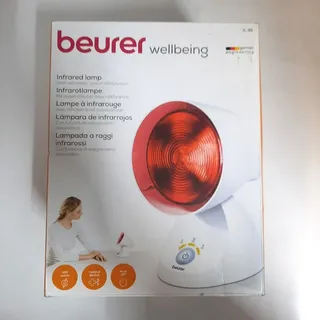 Beurer IL 35 Infrarotlampe, wohltuendes und wärmendes Infrarotlicht mit 3-stufigem Timer, 5 Neigungswinkeln, Lockerung von Muskeln und Linderung von Verspannungen, 1 Stück , Weiß