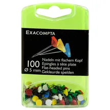 Exacompta 14572E 100er Pack Flachkopfnadeln Ø5mm Spitzenläge 8 mm robust und praktisch farbig sortiert