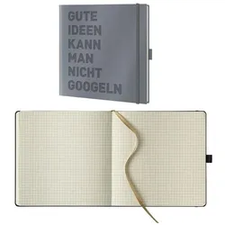 Lediberg Notizbuch »gute Ideen« kariert Sonderformat 240 Seiten grau