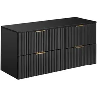 Lomadox Badezimmermöbel Waschtisch-Unterschrank 120cm matt schwarz mit gerilllter Front