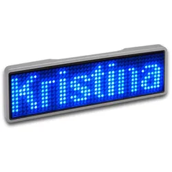 LED Name Tag, 11x44 Pixel, USB - Rahmen: silber - LED: blau