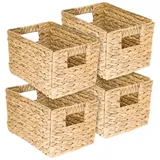 HMF Aufbewahrungskorb faltbarer Korb geflochten aus Wasserhyazinthe Seegras 32 x 23 x 20 cm beige
