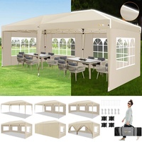 HOTEEL Pavillon 3x6 mit Seitenwnden, Faltpavillon 3x6 Wasserdicht Stabil Winterfest mit Tasche mit Rollen,4 Sandsäcke, Einfach Einzurichten Partyzelt für Outdoor-Party,Garten,Hochzeit,Event,Khaki