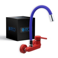 ATCO® Wandarmatur Armatur Küche Spültischarmatur Küchenarmatur rot-blau