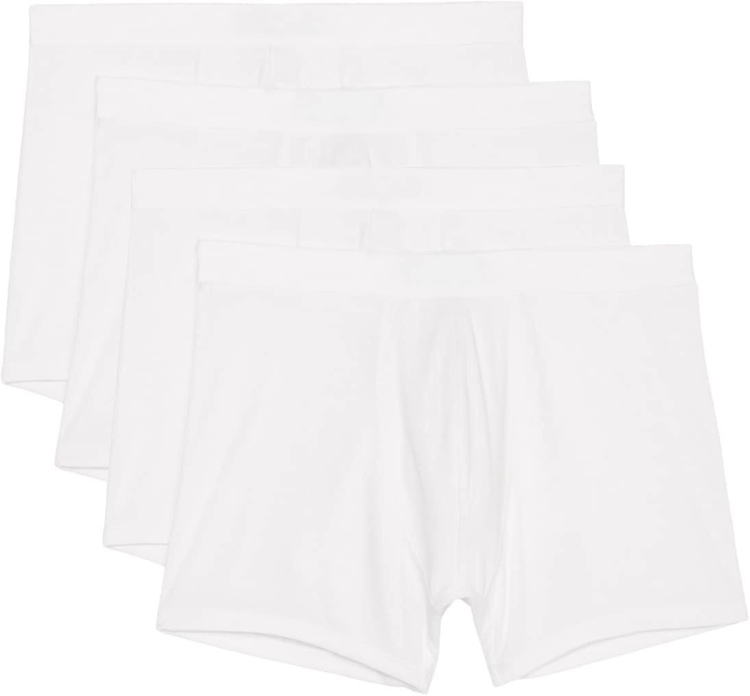 Marc O'Polo, Herren, Unterhosen, 4er Pack Iconic Rib Organic Cotton Long Short / Pant, Weiss, (S, 4er Pack)