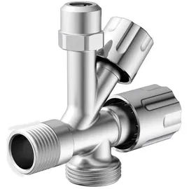 Kirchhoff Geräte Universal Eckventil mit Spülmaschinenanschluss, 1⁄2“ Eckregulierventil für Kaltwasserleitung, Absperrhahn Waschbecken Bad, Kaltwasser Armatur 98480090