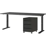 Germania Büromöbel-Set GERMANIA "Mailand", grau (graphit), B:180cm, Metall, Spanplatte, Arbeitsmöbel-Sets, Büromöbel-Set, inkl. Schreibtisch und Rollcontainer