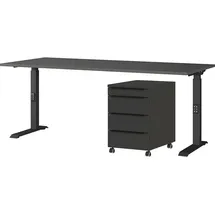 Germania Büromöbel-Set GERMANIA "Mailand", grau (graphit), B:180cm, Metall, Spanplatte, Arbeitsmöbel-Sets, Büromöbel-Set, inkl. Schreibtisch und Rollcontainer