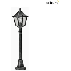 Albert Wegeleuchte Landhausstil eckig Typ Nr. 4128, Höhe 85cm, IP44, E27, Alu-Guss / Hohlglas klar, Schwarz ALB-604128