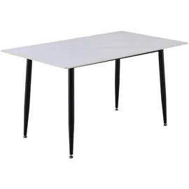 sam möbel gmbh Esstisch Keramik weiß 140 x 80 Vierfuß-Gestell schwarz MILANO - Weiß