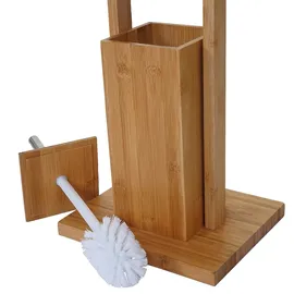 Mendler Badezimmerset HWC-B18, WC-Papierhalter Klopapierhalter Badematte Badvorleger Badmöbel Badset, Bambus