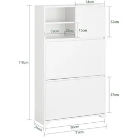 SoBuy Schuhkipper 71 x 117,5 x 24 cm offen / weiß