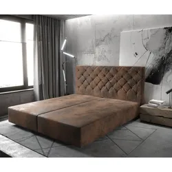 DELIFE Boxspringgestell Dream-Great 180x200 cm Mikrofaser Braun, Bettgestelle