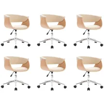 vidaXL Esszimmerstuhl Drehbar Creme Kunstleder 6er Set