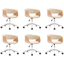 vidaXL Esszimmerstuhl Drehbar Creme Kunstleder 6er Set