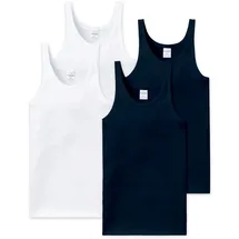 SCHIESSER Unterhemd 4er Pack - ärmellos, Cotton Essentials, Feinripp, Weiß/Blau 2XL