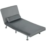 OKWISH Schlafsessel Klappsessel mit Bettfunktion 75x70x75 cm Grau verstellbare Rückenlehne Samtoptik Schaumstoffpolster Stahlrohrgestell