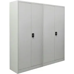 PROREGAL Mega Deal 2x Flügeltürenschrank ELEPHANT | HxBxT 185x90x40cm | 4 Fachböden | Lichtgrau | Metallschrank abschließbar Büroschrank
