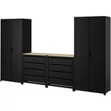 IKEA BROR Aufbew. mit Schrank/Werkbank schwarz/Kiefersperrholz
