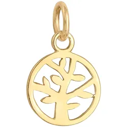 Elli PREMIUM Lebensbaum Tree of Life Symbol Edel 585 Gelbgold Charms & Kettenanhänger   Damen 