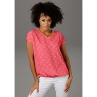 Aniston CASUAL T-Shirt im Material- und Mustermix Gr. 38, pink-orange, , 55931049-38