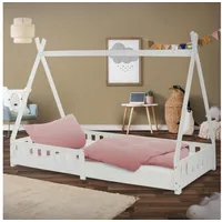 ML-Design Kinderbett mit Rausfallschutz und Lattenrost 90x200 cm Weiß