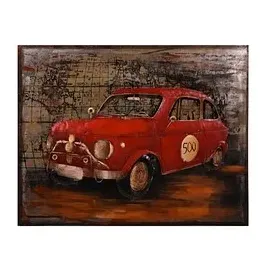 Garden Pleasure Wandbild 3D rotes Auto, Metall