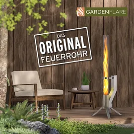gardenflare Feuerrohr aus Edelstahl Feuersäule und Pelletfackel – Silber