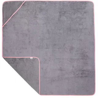 Sowel® Kapuzenhandtuch, 100% Bio-Baumwolle, Badetuch mit Kapuze für Erwachsene, Kinder und Babys, Größe 140x140 cm, Grau/Pink