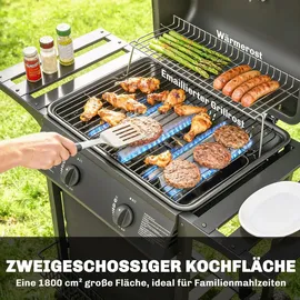 Outsunny Gasgrill 5 KW 2 Brenner schwarz