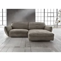 BeType Ecksofa "Be Type Be Chilled, Mega Sofa, Bezug: hochwertiges Anilinleder, L-Form", grau (steel), B:280cm H:85cm T:180cm, AnilinLEDER Pallino gewachst (echtes Rindsleder) Das von südamerikanischen Rindern stammende Anilinleder wird in Fässern gefärbt.