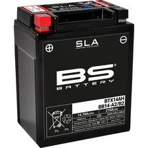 BS Battery BTX14AH AGM SLA Motorrad Batterie, Schwarz