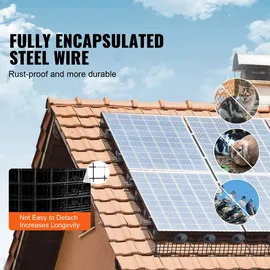 Vevor Vogelschutz für Solarmodule, 20,3 x 30,5 m, Taubenabwehr Solaranlagengitter mit 50 Reifendrähten, Solarmodul-Schutz mit rostfreier PVC-Beschichtung, 12 mm Drahtrollengeflecht