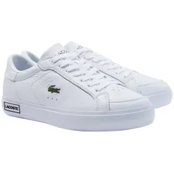 LACOSTE Damen Sneaker - Powercourt, Turnschuhe, einfarbig, Leder Weiß EUR 41