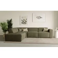 Andas Ecksofa »Noord«, mit Kedernaht, in einem Soft-Touch Bezug grün