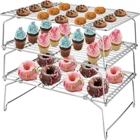 Luxuskollektion Abkühlgitter Edelstahl 3-stöckiges Kuchengitter für Kuchen Kekse Brot